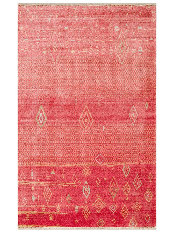 Oushak Carnaval سجادة أُشاق حديثة مصنوعة يدوياً من TENCEL™ 100% طبيعية سهلة التنظيف ZR 15 RED AUTUMN