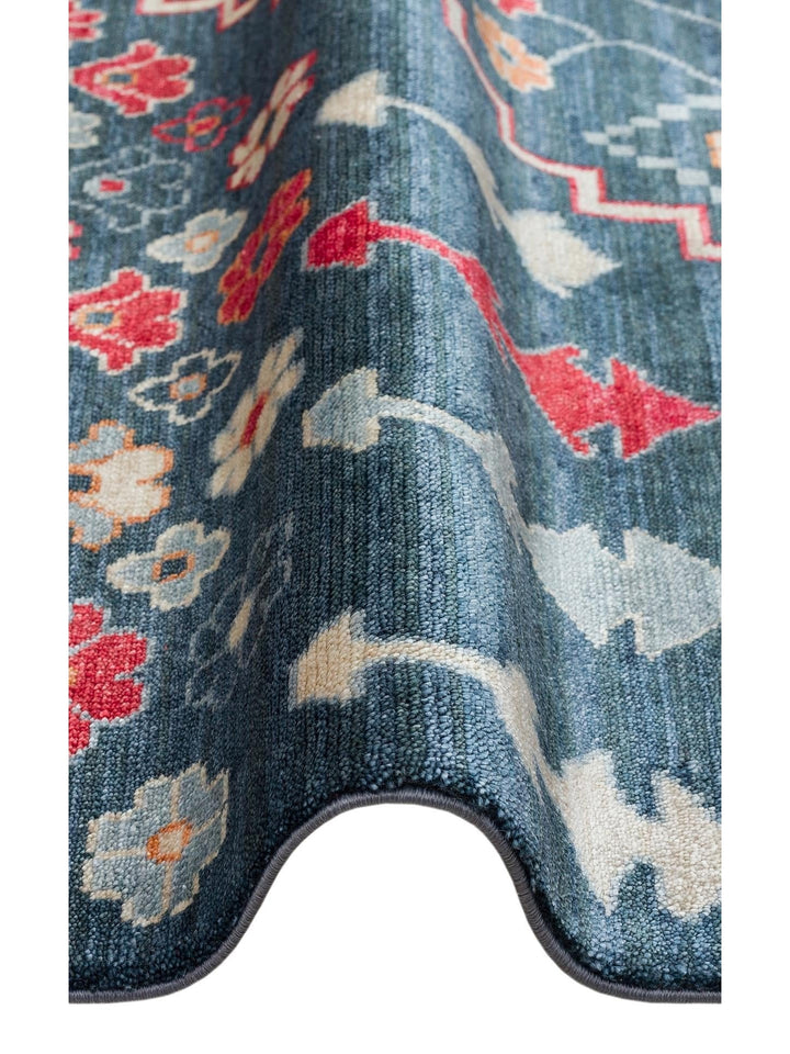 Oushak Carnaval سجادة أُشاق حديثة مصنوعة يدوياً من TENCEL™ 100% طبيعية سهلة التنظيف 17 NAVY MULTY