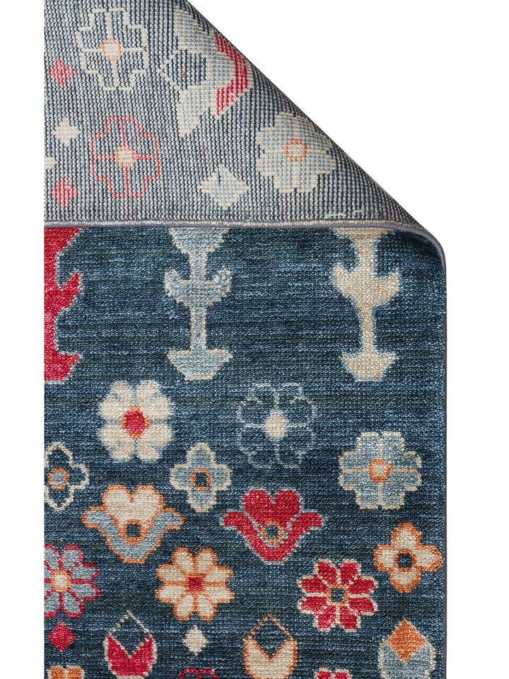 Oushak Carnaval سجادة أُشاق حديثة مصنوعة يدوياً من TENCEL™ 100% طبيعية سهلة التنظيف 17 NAVY MULTY