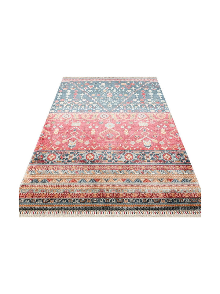 Oushak Carnaval سجادة أُشاق حديثة مصنوعة يدوياً من TENCEL™ 100% طبيعية سهلة التنظيف 17 NAVY MULTY