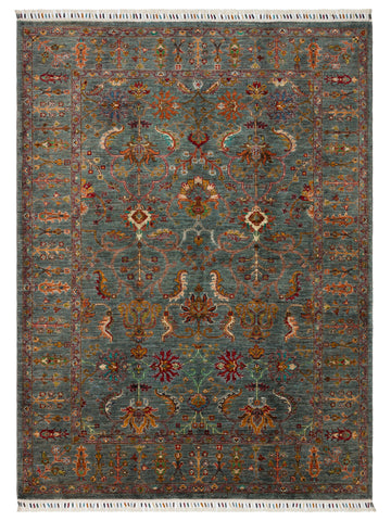 El dokuma Afgan halı çağla yeşili bitkisel desen 159x212 cm