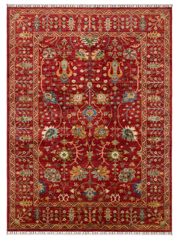 El dokuma Afgan kırmızı halı 175x236 cm kuşbakışı