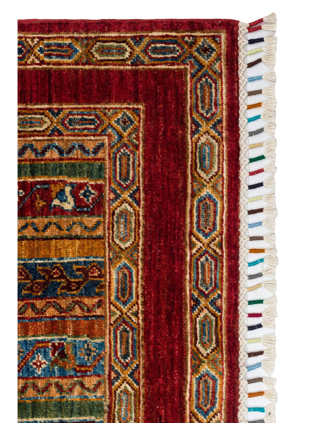 El dokuma Afgan halı kırmızı bitkisel desen 123x186 cm
