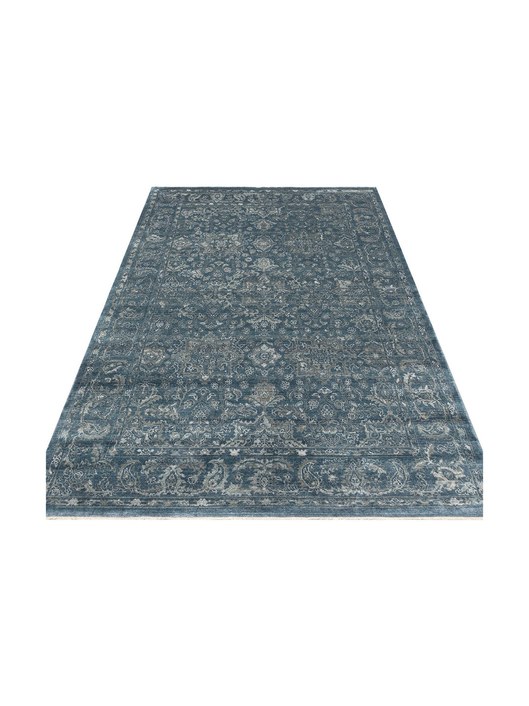 Çırağan %100 Naturel Özel Işıltılı El Emeği ile Özel Tezgahlarda Üretilen TENCEL™ Uşak Halısı 02 NVY - Carpetdocia