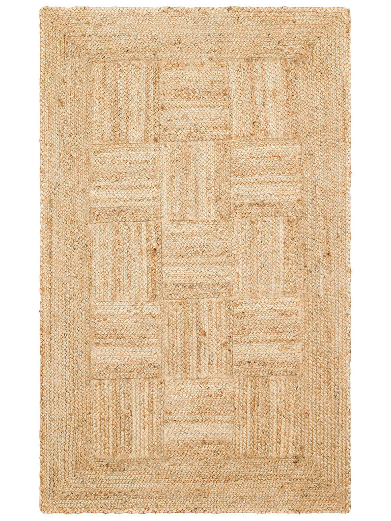 Crown Jüt %100 Naturale Tappeto Intrecciato a Mano Soggiorno Corridoio Ingresso Cucina Balcone Stuoia 06 NATURAL XW
