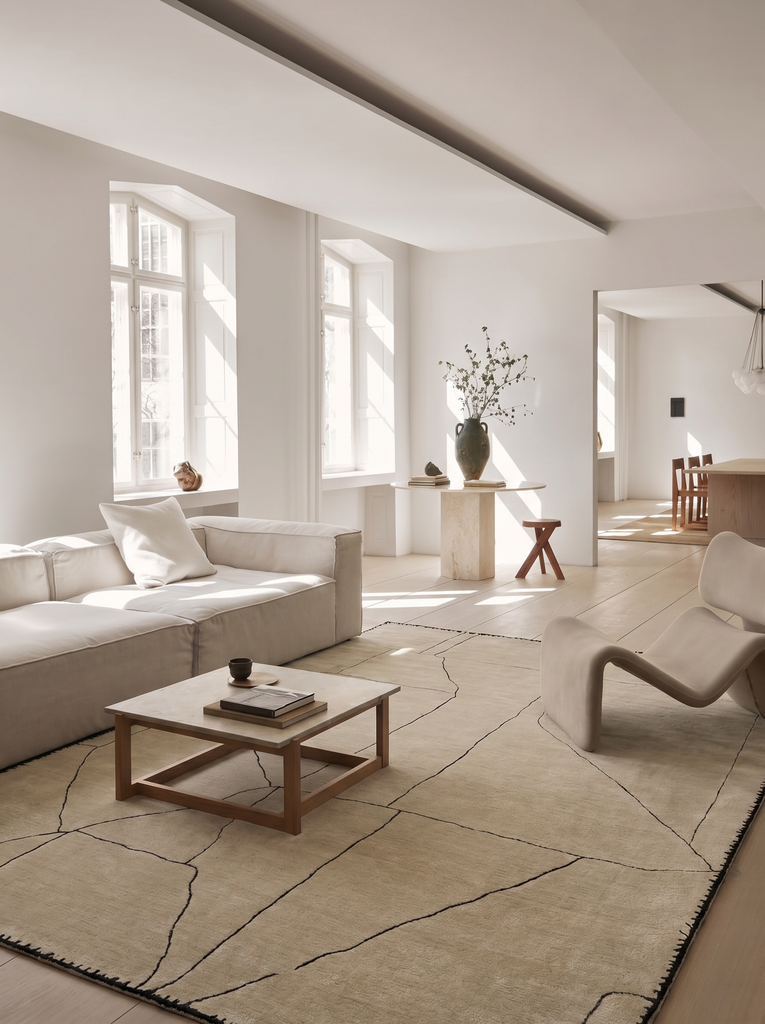 Dakar Series Wool Rayon and Polyester Blend Handwoven Rug BEIGE