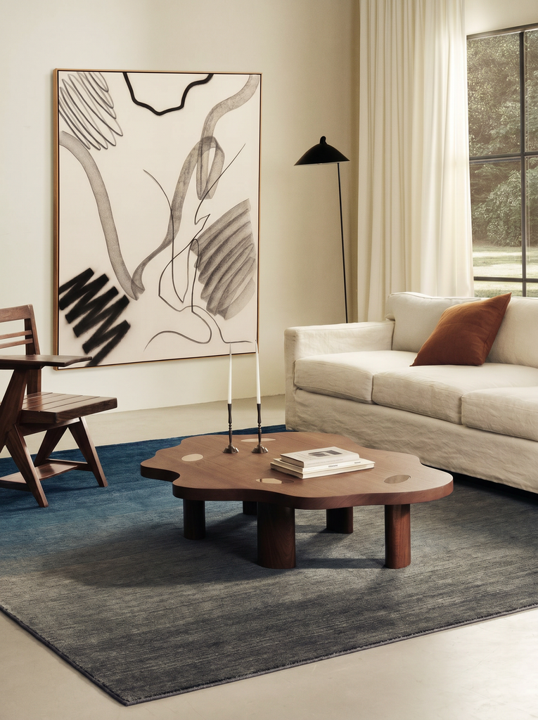 Donatella Series 100% New Zealand Wool Handwoven Gradient Living Room Carpet NAVY GREY