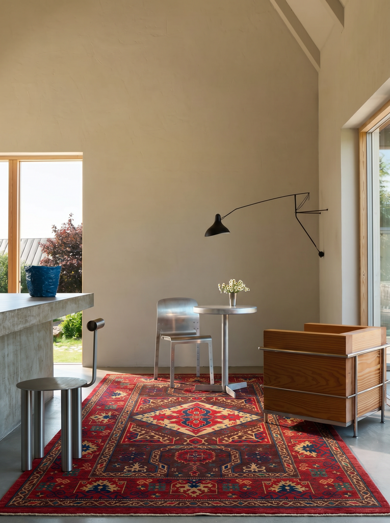 Göbeklitepe Series Handmade Black Loom Carpet Made with 100% New Zealand Wool Featuring Anatolian Motifs 04RED