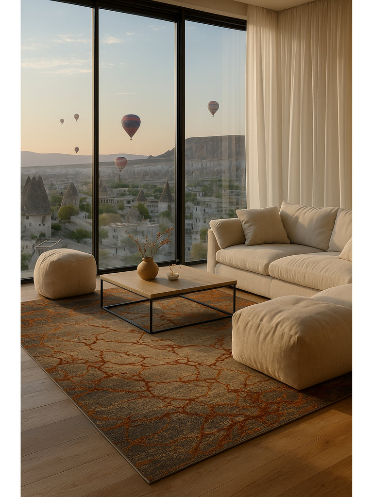 Göreme Series High Low Texture High-Quality Dense Weave Modern Living Room Carpet 01 COPPER