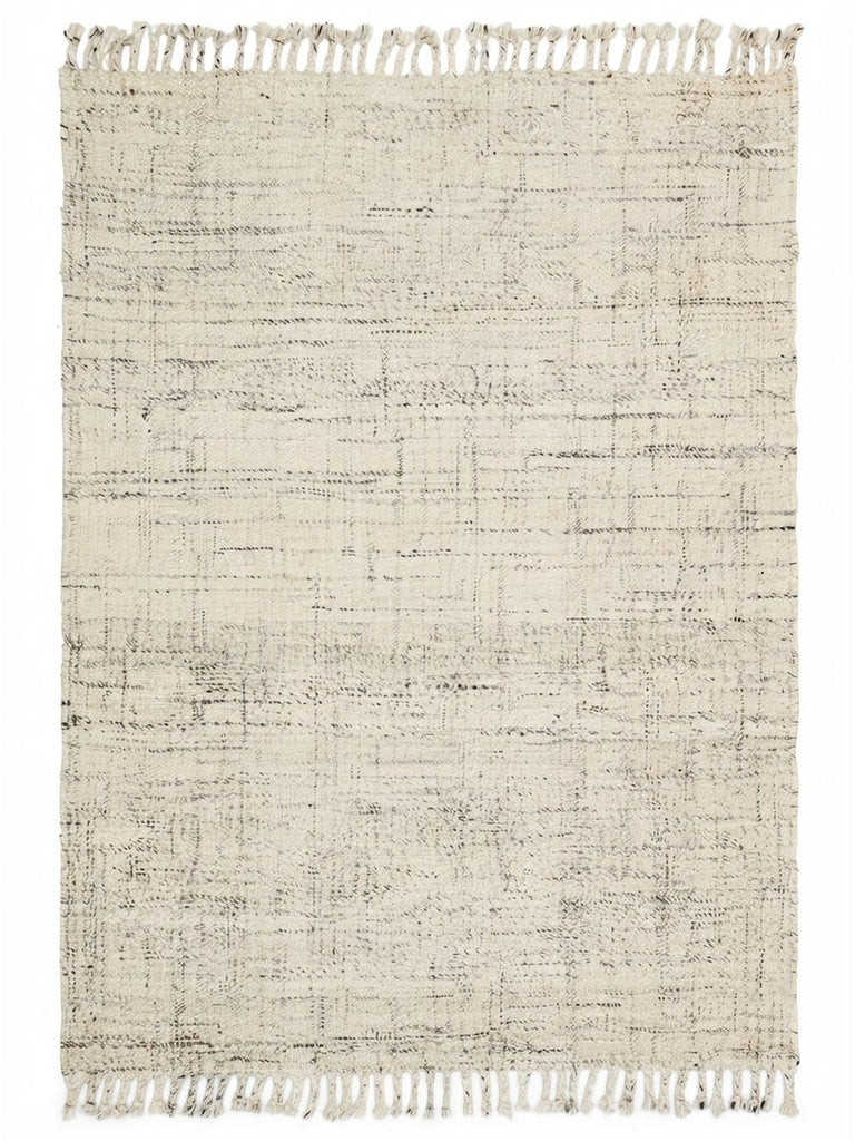 Hitit Series 100% Natural Wool and Jute Handwoven Traditional Living Room Sitting Room Bedroom Rug WHITE