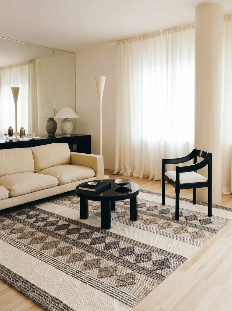 Woolstar 100% Natural Kazak Pattern Living Room Hallway Entrance Handwoven Knitted Carpet JD 01 GREY