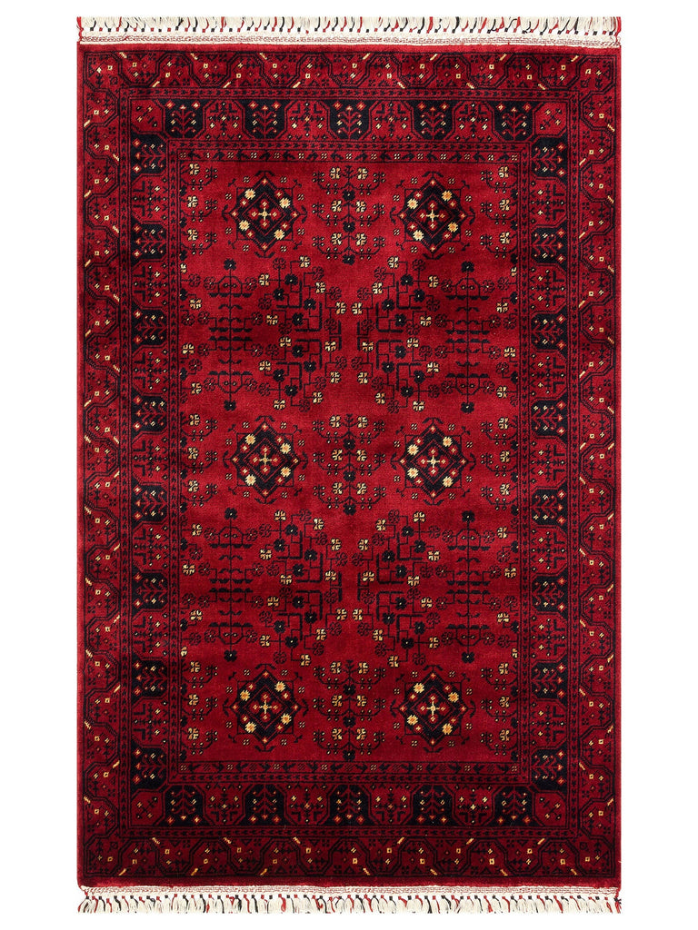 Kabil Afghan Patterned Handmade on Special Looms TENCEL™ Uşak Rug 959 RED