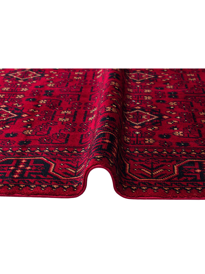 Kabil Afgan Desenli El Emeğiyle Özel Tezgahlarda Üretilen TENCEL™ Uşak Halısı 960 RED - Carpetdocia