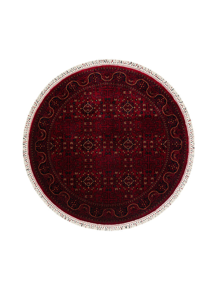 Kabil Afgan Desenli El Emeğiyle Özel Tezgahlarda Üretilen TENCEL™ Uşak Halısı 960 RED Q - Carpetdocia