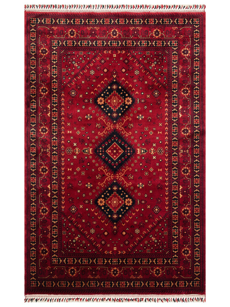Kabil Afghan Patterned Handmade on Special Looms TENCEL™ Uşak Rug 961 RED