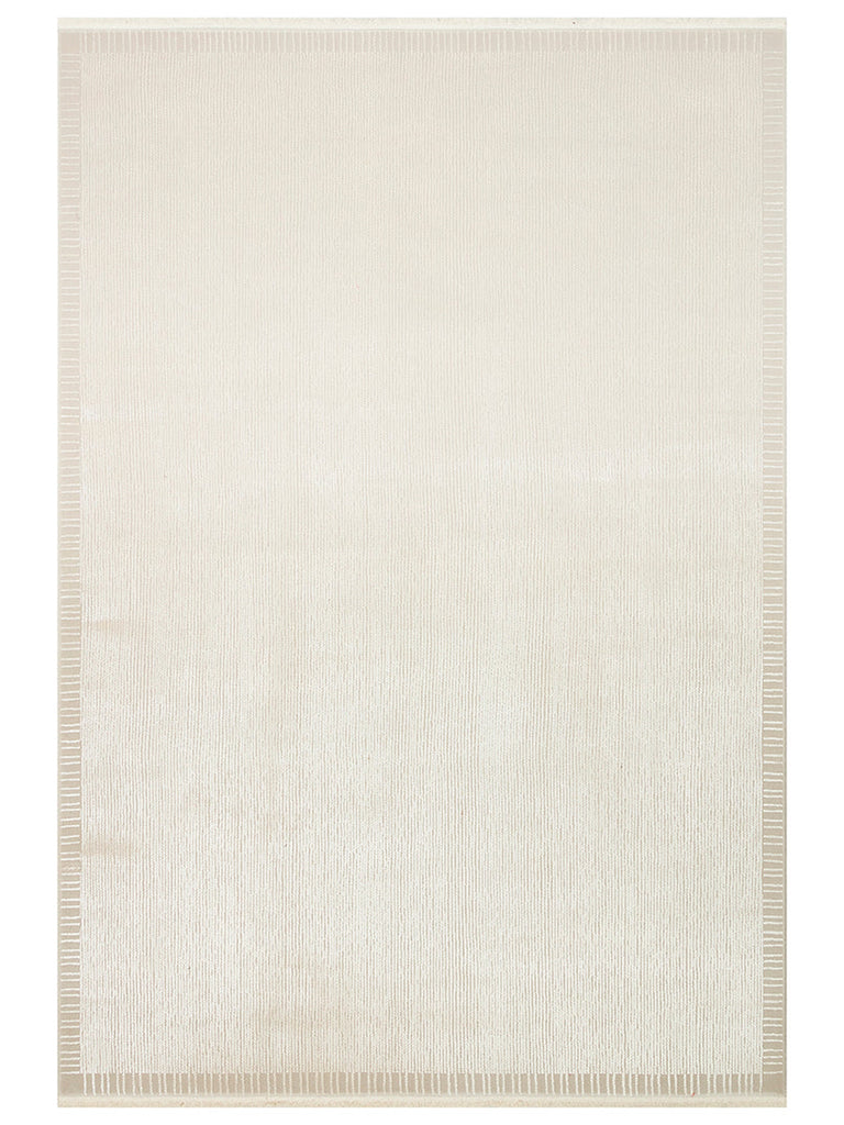 Série Lucia Tapis moderne brillant Salon Séjour Chambre Entrée BORDER IVORY