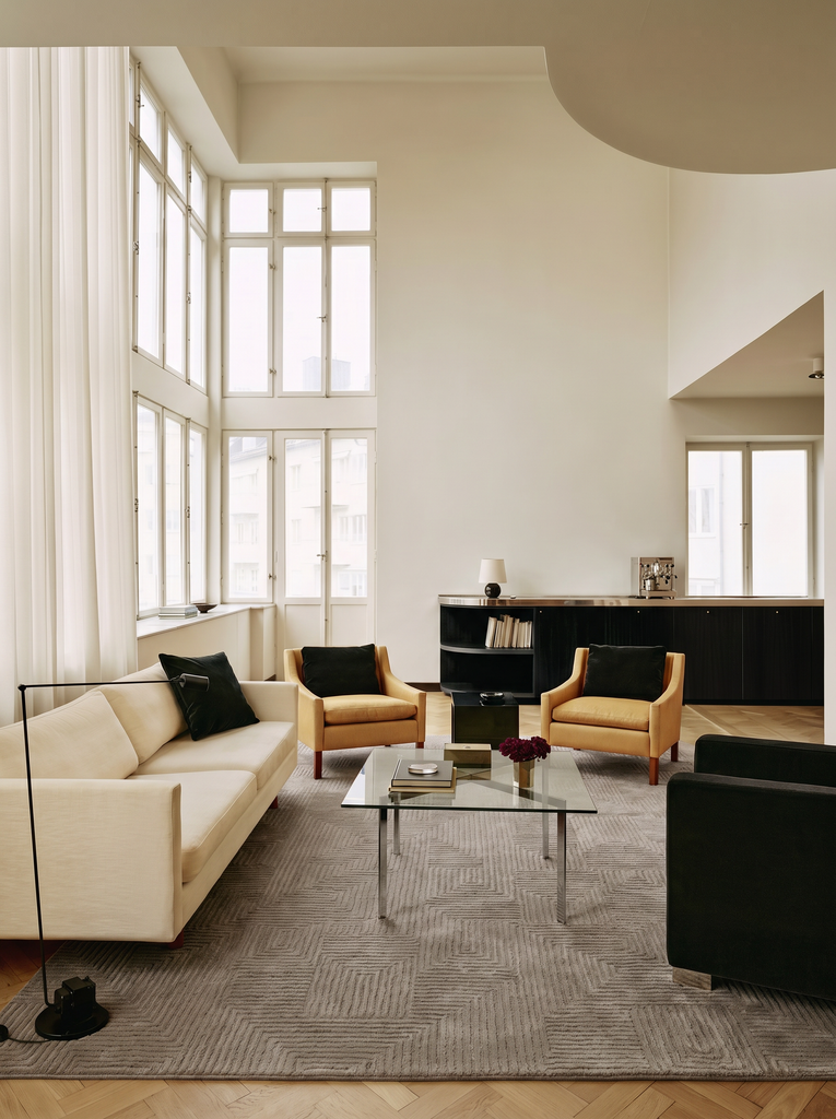 Tapis tissé à la main en mélange de laine et coton série Milano GREY