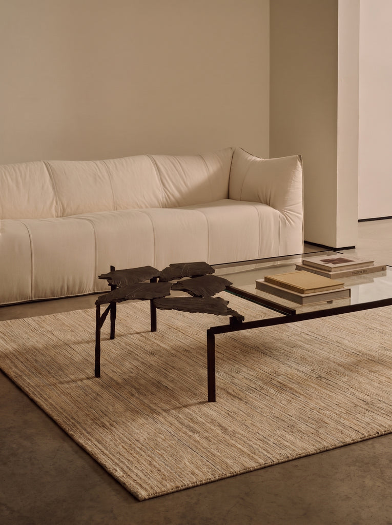 Helsinki Serie Tappeto moderno scandinavo intrecciato a mano in lana e viscosa 100% naturale per soggiorno, salotto BEIGE