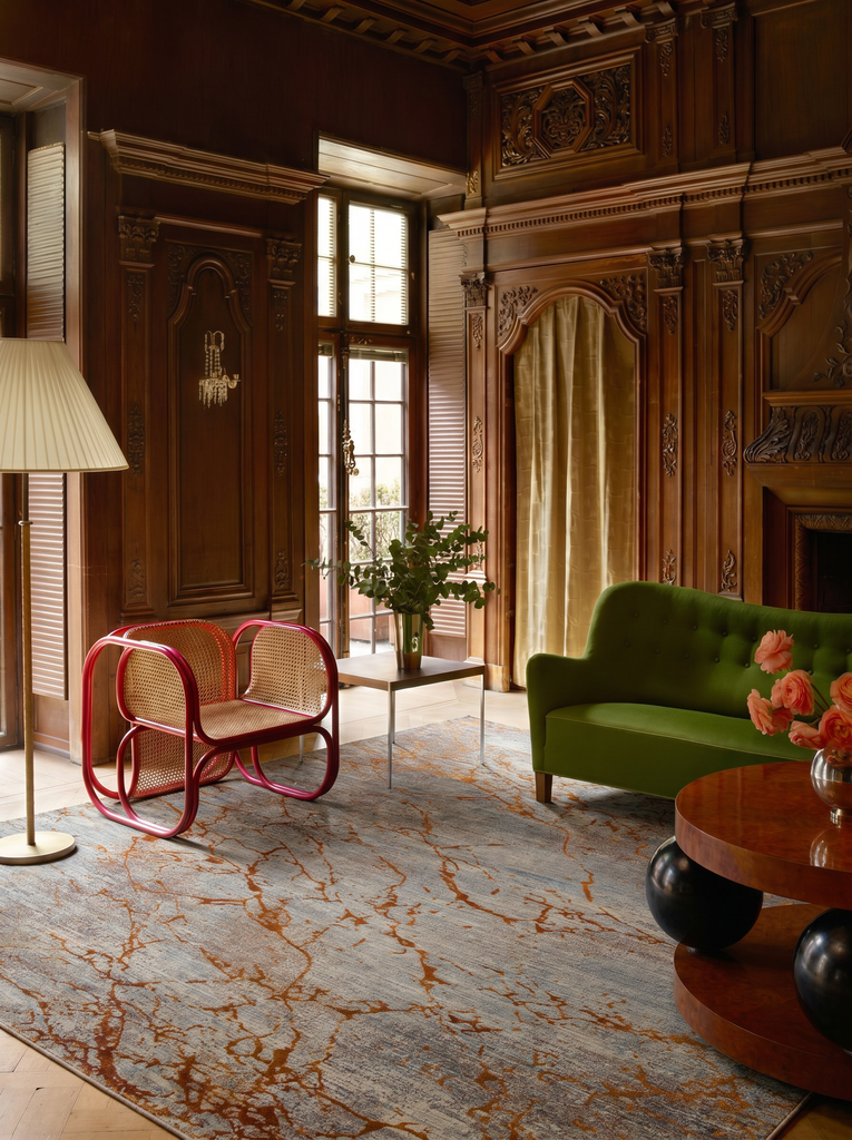 Tapis de salon moderne tissé serré de haute qualité avec texture haute et basse de la série Göreme 01 CUIVRE