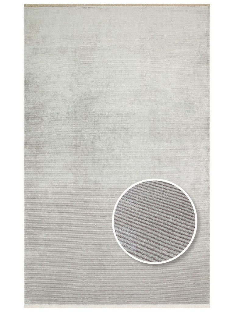 Montenegro Viscose Blend Plain Patterned Dense Woven Living Room Corridor Modern Carpet 01 GREY