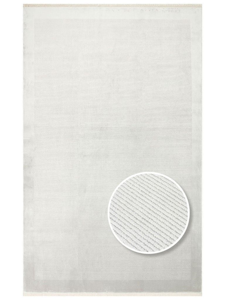 Montenegro Viscose Blend Plain Patterned Dense Woven Living Room Corridor Modern Carpet 02 GREY
