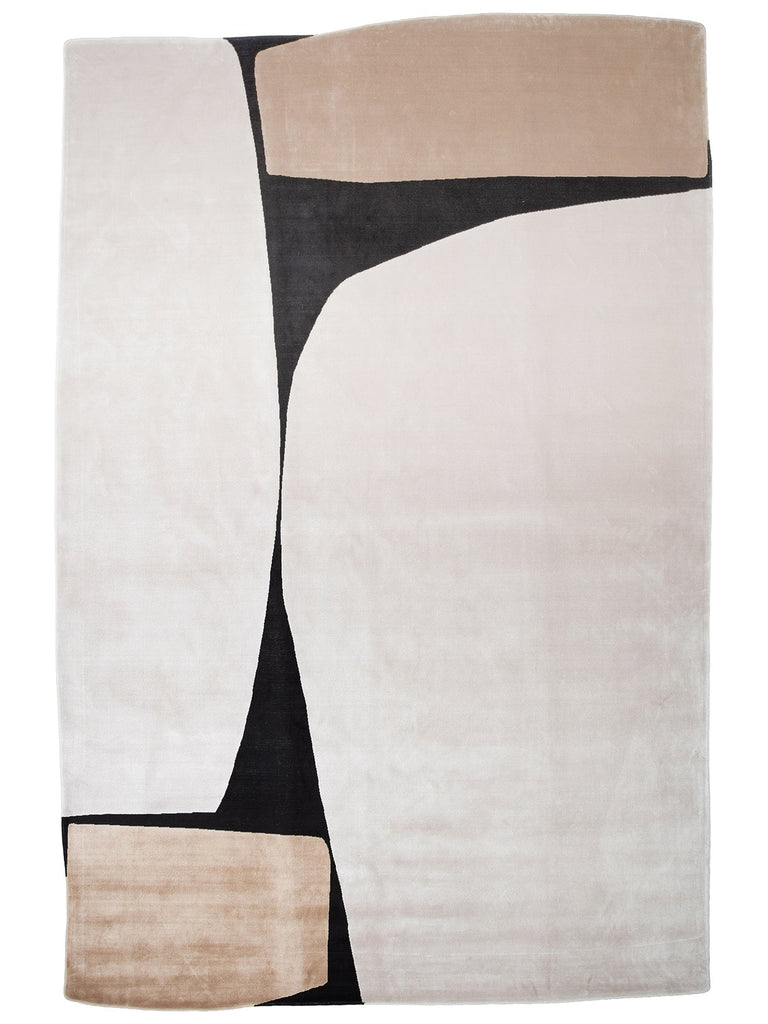 Monza Art Geometric Pattern High Quality Dense Weave Shiny Modern Living Room Rug 09 CREAM GOLD BLACK