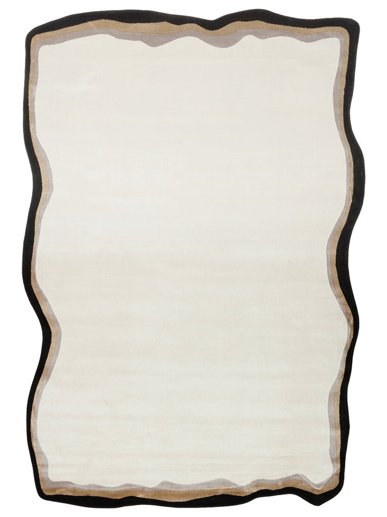 Monza Art Geometric Pattern High Quality Dense Weave Shiny Modern Living Room Rug 11 CREAM GOLD