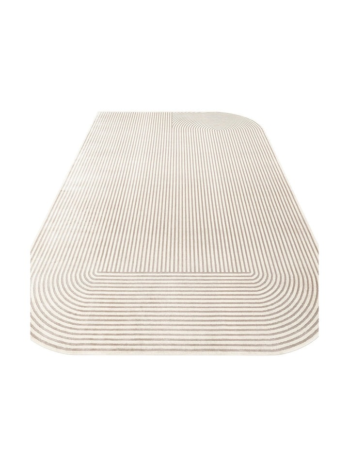 Monza Geometrik Desenli Yüksek Kalite Sık Dokuma Parlak Modern Salon Halısı 03 CREAM GREY - Carpetdocia