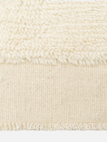 Morocco %100 Yün El Emeği ile Üretilen Uzun Tüylü Halı IVORY saçak detayı