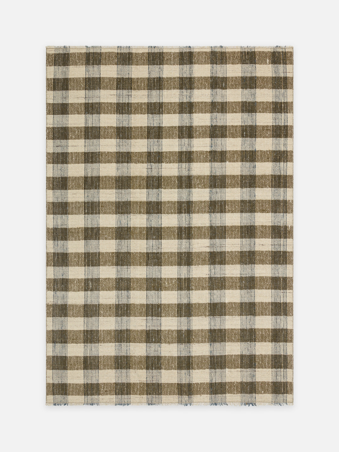 Oasis %100 Yün El Emeği ile Üretilen Kilim OLIVE CHECK kuşbakışı