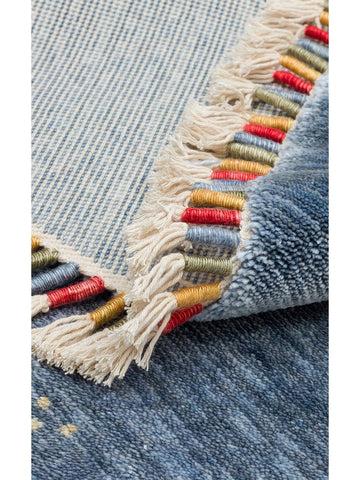 Oushak Carnaval Tappeto Moderno Uşak in TENCEL™ realizzato a mano, 100% naturale, facile da pulire, 06 BLUE Q