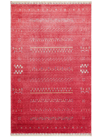 Oushak Carnaval Tappeto Moderno Uşak in TENCEL™ realizzato a mano, 100% naturale, facile da pulire, 06 RED
