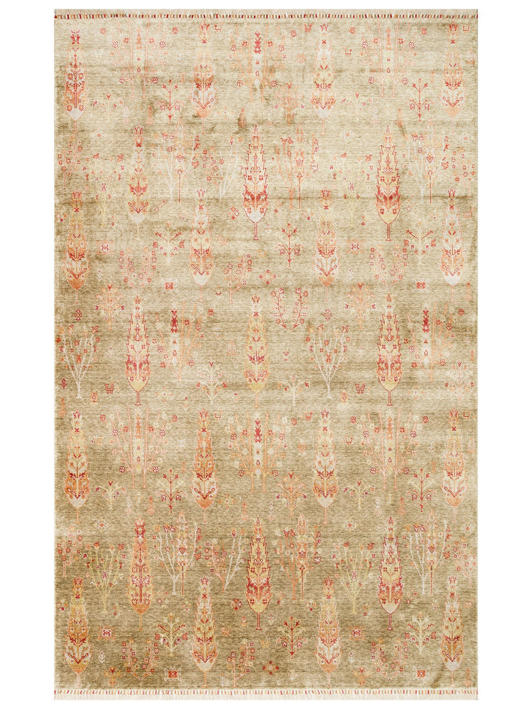 Oushak Carnaval %100 Naturel Kolay Temizlenir El Emeğiyle Üretilen TENCEL™ Modern Uşak Halısı 08 GREN - Carpetdocia