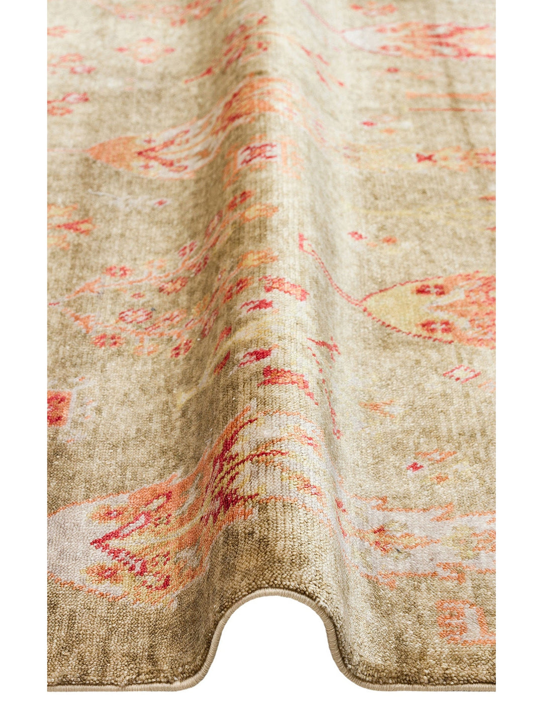 Oushak Carnaval %100 Naturel Kolay Temizlenir El Emeğiyle Üretilen TENCEL™ Modern Uşak Halısı 08 GREN - Carpetdocia