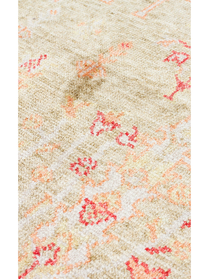 Oushak Carnaval %100 Naturel Kolay Temizlenir El Emeğiyle Üretilen TENCEL™ Modern Uşak Halısı 08 GREN - Carpetdocia