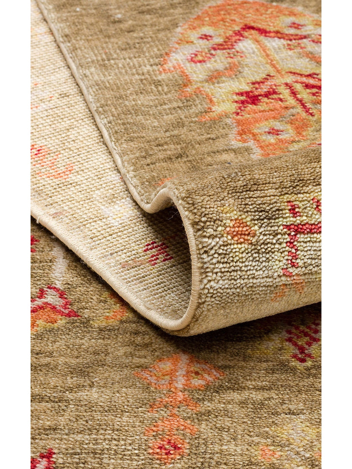 Oushak Carnaval %100 Naturel Kolay Temizlenir El Emeğiyle Üretilen TENCEL™ Modern Uşak Halısı 08 GREN - Carpetdocia