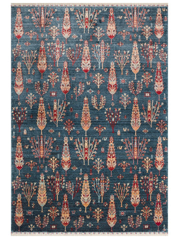 Oushak Carnaval 100% natürliche, leicht zu reinigende, handgefertigte TENCEL™ moderner Uşak-Teppich 08 NAVY TURQUOISE