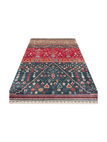Oushak Carnaval Tappeto Uşak Moderno TENCEL™ Fatto a Mano, 100% Naturale, Facile da Pulire, 17 NAVY MULTY