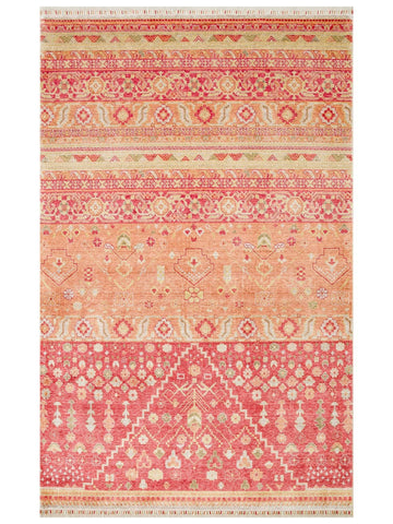 Oushak Carnaval Tappeto Uşak Moderno TENCEL™ Fatto a Mano, 100% Naturale, Facile da Pulire, 17 RED AUTUMN