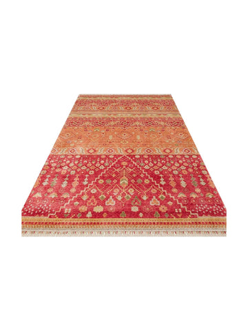 Oushak Carnaval Tappeto Uşak Moderno TENCEL™ Fatto a Mano, 100% Naturale, Facile da Pulire, 17 RED AUTUMN
