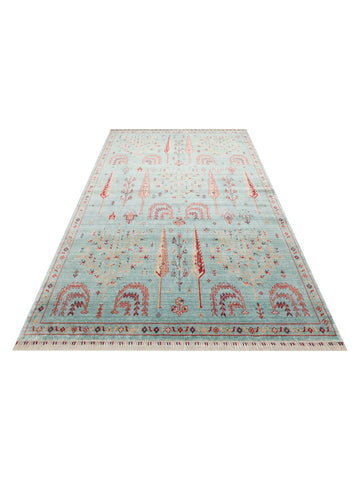سجادة Oushak Carnaval الحديثة من TENCEL™ مصنوعة يدوياً، طبيعية 100% وسهلة التنظيف 22 TURQUOISE