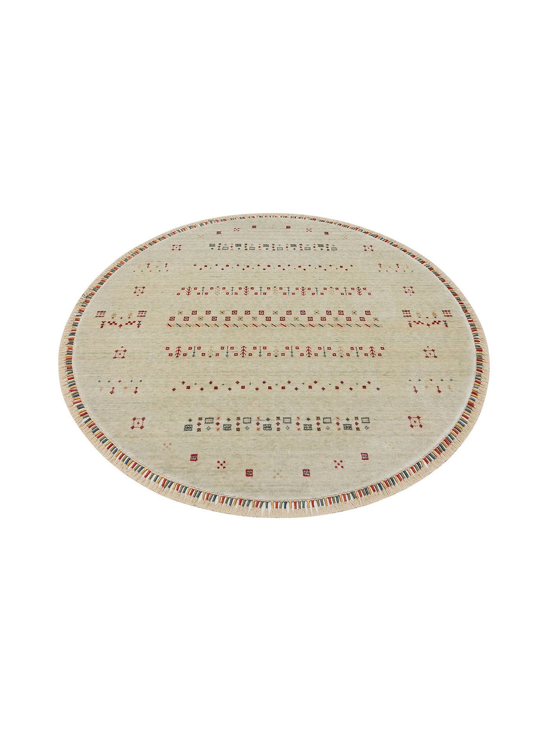 Oushak Carnaval %100 Naturel Kolay Temizlenir El Emeğiyle Üretilen TENCEL™ Yuvarlak Uşak Halısı 06 BEIGE Q - Carpetdocia