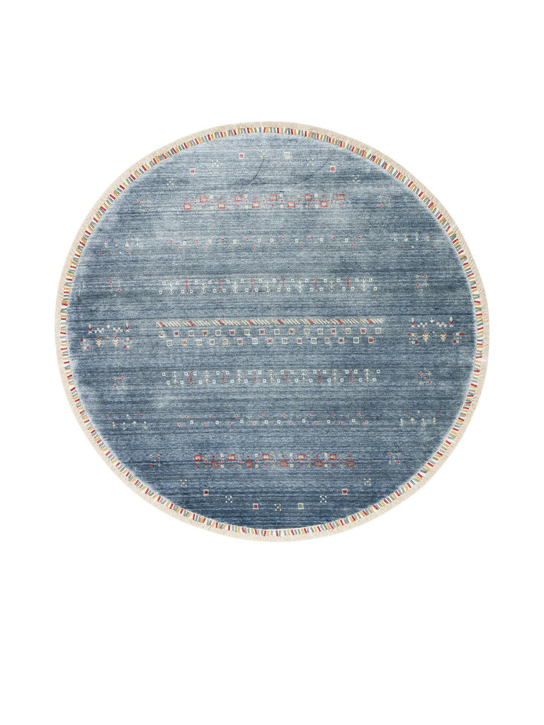 Oushak Carnaval 100% Natural Easy to Clean Handmade TENCEL™ Round Uşak Carpet 06 BLUE Q
