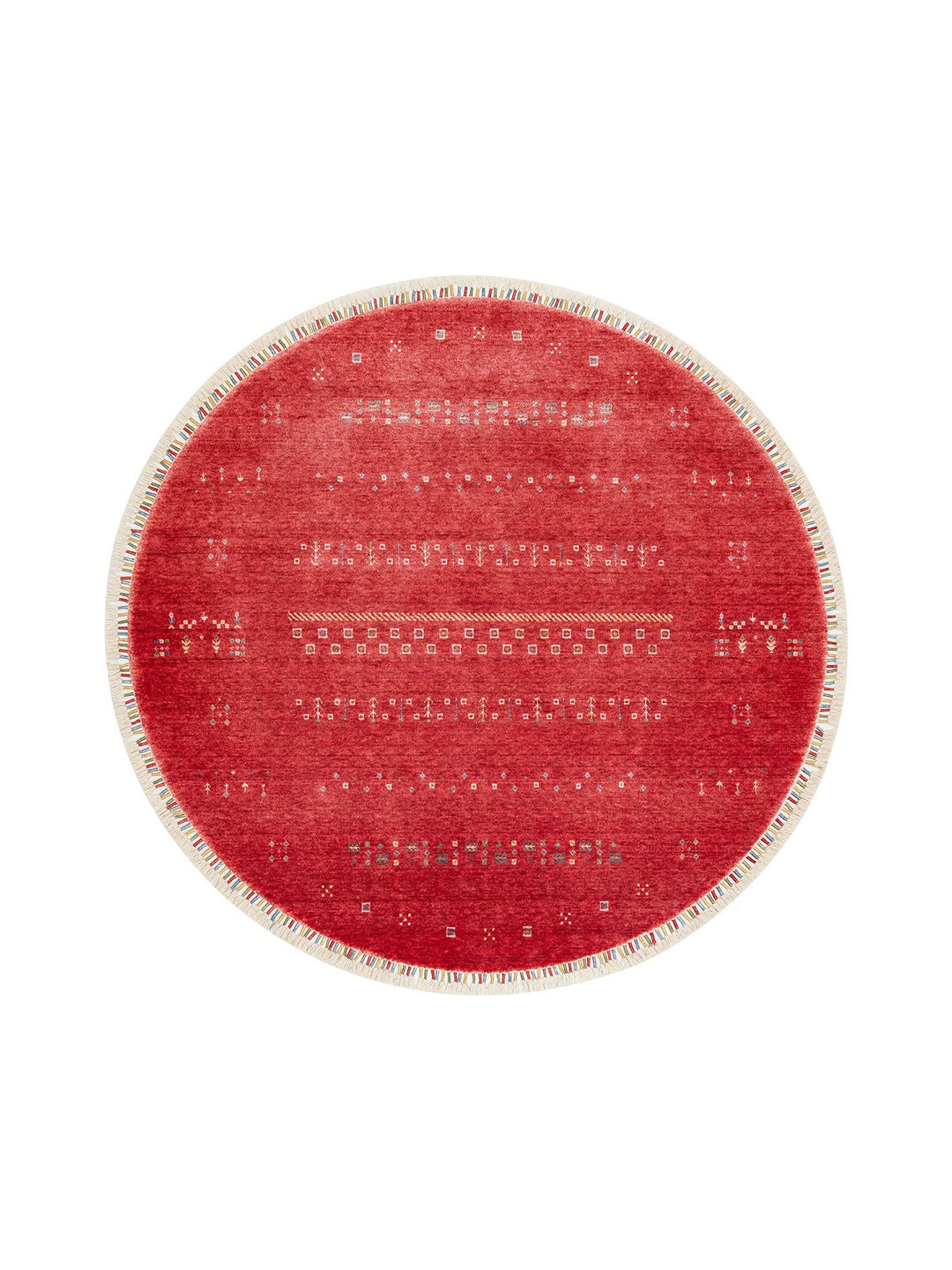 Oushak Carnaval %100 Naturel Kolay Temizlenir El Emeğiyle Üretilen TENCEL™ Yuvarlak Uşak Halısı 06 RED Q - Carpetdocia