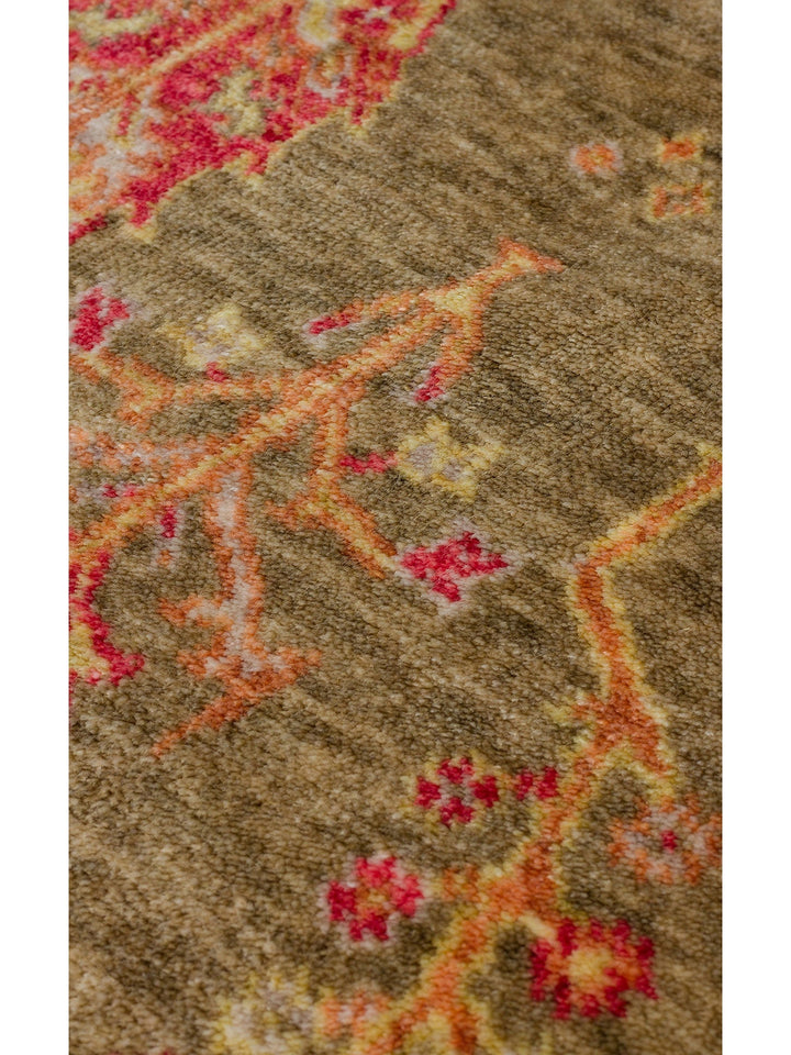 Oushak Carnaval %100 Naturel Kolay Temizlenir El Emeğiyle Üretilen TENCEL™ Yuvarlak Uşak Halısı 08 GREEN Q - Carpetdocia