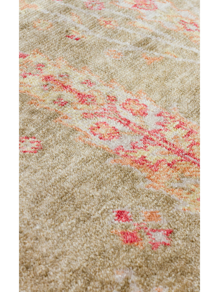 Oushak Carnaval %100 Naturel Kolay Temizlenir El Emeğiyle Üretilen TENCEL™ Yuvarlak Uşak Halısı 08 GREEN Q - Carpetdocia