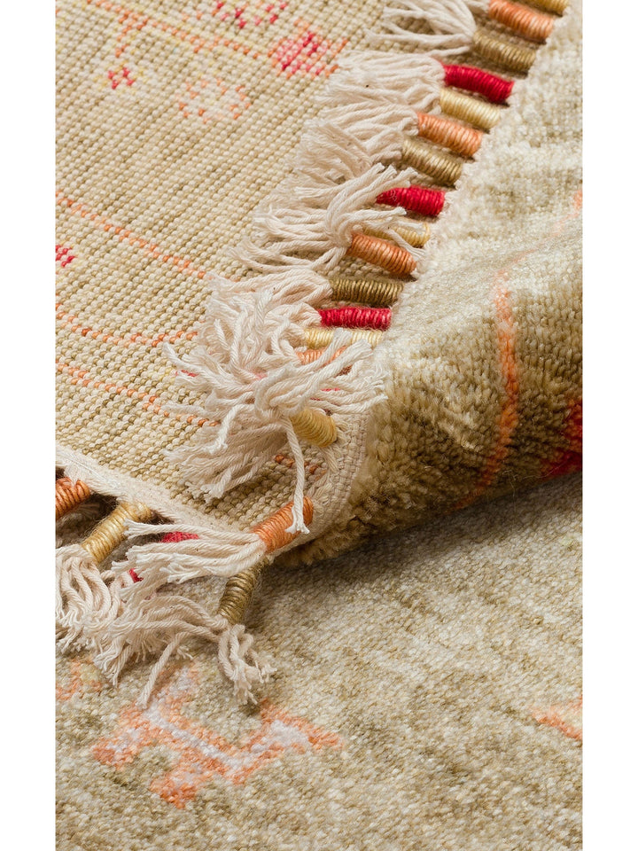 Oushak Carnaval %100 Naturel Kolay Temizlenir El Emeğiyle Üretilen TENCEL™ Yuvarlak Uşak Halısı 08 GREEN Q - Carpetdocia