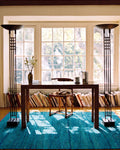 Collezione Silk Road Kilim in 100% seta, tessuto a mano, AQUA