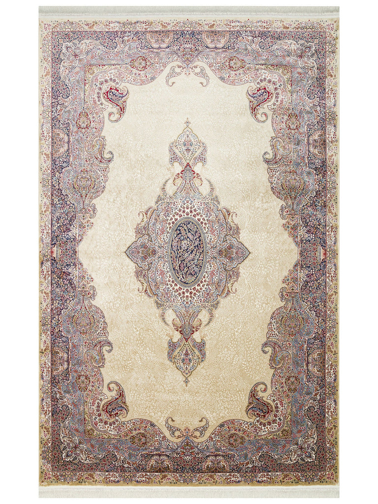 Topkapı Series High Quality Dense Woven Classic Pattern Special Shiny Living Room Carpet 02 CREAM