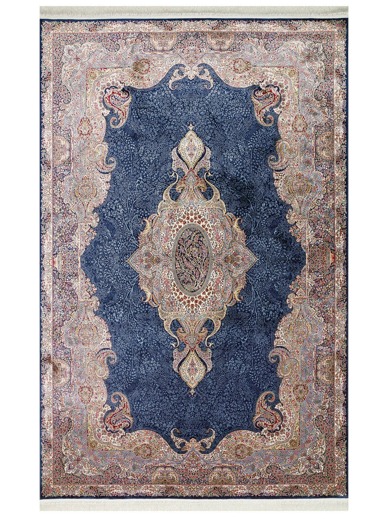 Topkapı Series High Quality Dense Woven Classic Pattern Special Shiny Living Room Carpet 02 NAVY